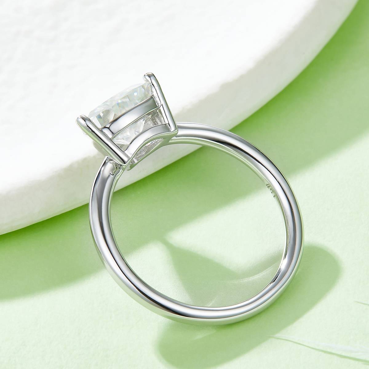 Classic triangle S925 silver plated white gold moissanite diamond women's ring 3.0 carats D-class